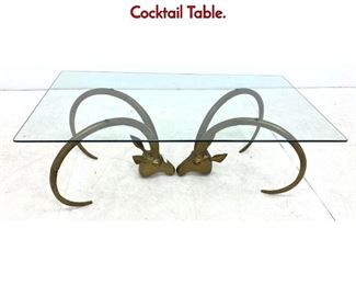 Lot 397 Brass and Glass GAZELLE Coffee Cocktail Table.