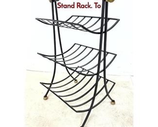 Lot 399 Decorator Brass and Iron 3 Tier Magazine Stand Rack. To