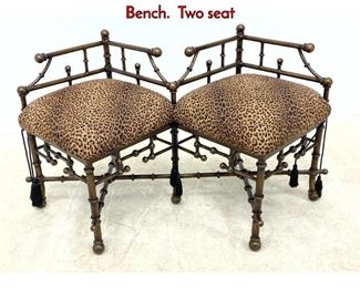 Lot 401 Decorator Faux Bamboo Gilt TeteaTete Bench. Two seat