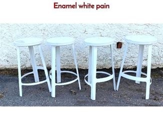 Lot 402 Set 4 Contemporary Steel Bar Stools. Enamel white pain
