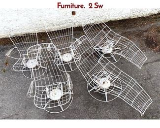 Lot 404 5pc Mid Century Modern Iron Wire Patio Furniture. 2 Sw