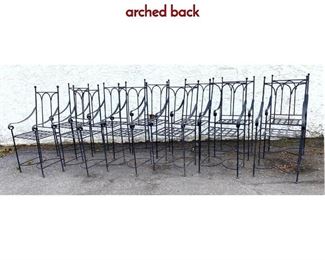 Lot 407 Set 12 French Style Iron Arm Chairs. Gothic arched back
