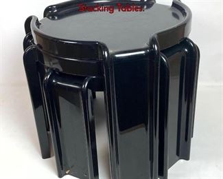 Lot 412 3pc KARTELL Giotto Stoppino Black Stacking Tables.