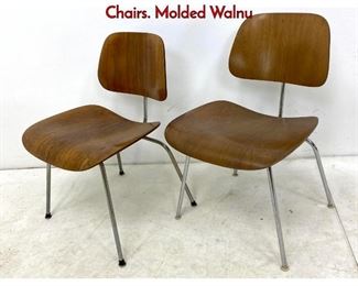 Lot 413 Pr HERMAN MILLER Charles Eames DCM Chairs. Molded Walnu