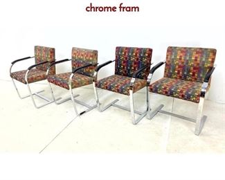 Lot 414 Set 4 BRNO style Armchairs. Modernist. Slat chrome fram