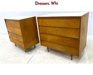 Lot 416 Pr KNOLL Louver front Bachelor Chests Low Dressers. Whi