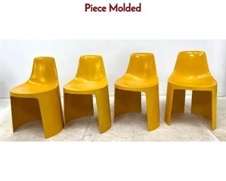 Lot 418 Set 4 Yellow Stacking Chairs. Plastic One Piece Molded