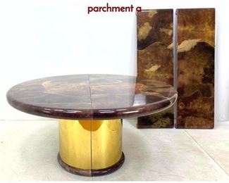 Lot 421 Karl Springer Attributed Dining Table. Real parchment a