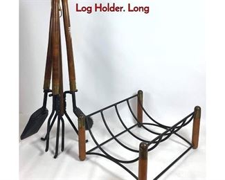Lot 424 Mid Century Modern Fireplace Tools and Log Holder. Long