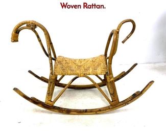 Lot 428 Franco Albini Style Rocking Horse. Woven Rattan.