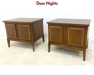 Lot 437 Pair American Modern Walnut Side Tables. 2 Door Nights