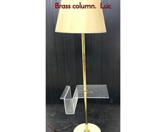 Lot 439 70s Modern Magazine Lamp Table with Brass column. Luc