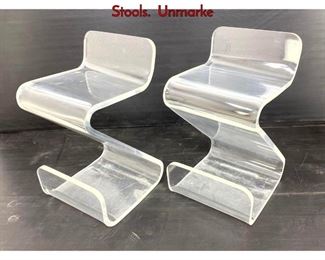 Lot 443 Pair Gary Gutterman Lucite Acrylic Bar Stools. Unmarke