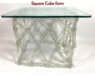Lot 454 TONY DUQUETTE style Taffy Side Table. Square Cube form