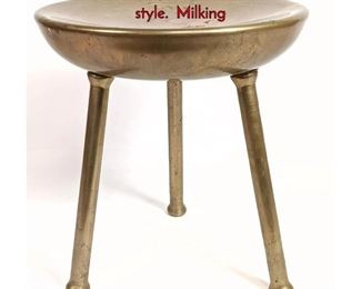 Lot 456 Brass Three Egged Stool. Middle eastern style. Milking