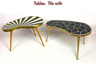 Lot 458 2pcs Small Decorative Kidney Shaped Tables. Tile with