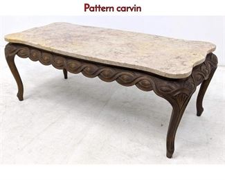 Lot 463 Wood and Marble Top Coffee Table. Ribbon Pattern carvin