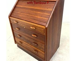 Lot 480 Unique Danish Modern Teak Slant Lid Desk with Tambour F