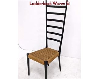 Lot 486 Tall Elegant Gio Ponti Style Chair. Ladderback Woven Si