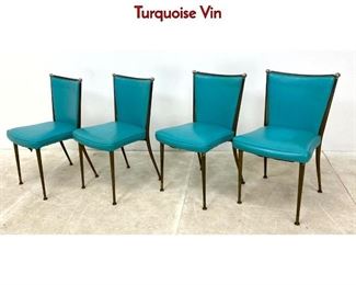 Lot 500 Set 4 60s Modern Dining Kitchen Chairs. Turquoise Vin