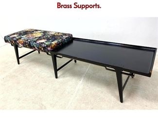 Lot 501 Unique Modernist Long Bench With Angled Brass Supports.
