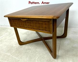 Lot 504 Lane Single Drawer Side Table with woven Pattern. Amer
