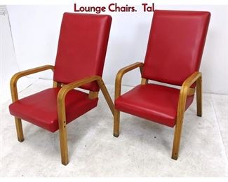 Lot 514 Pair Red Vinyl Thonet Bent Wood Arm Lounge Chairs. Tal