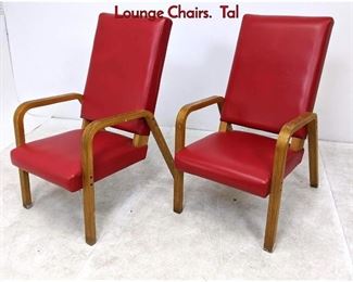 Lot 515 Pair Red Vinyl Thonet Bent Wood Arm Lounge Chairs. Tal