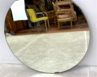 Lot 518 Art Deco Round Wall Mirror. Wood backed