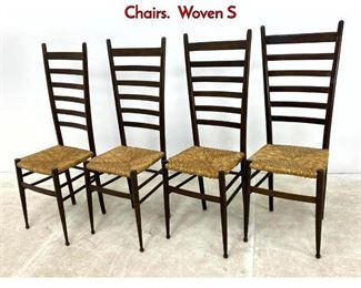 Lot 520 Set 4 Italian Style Ladder Back Dining Chairs. Woven S