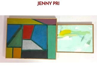 Lot 529 2pcs Modernist Oil Paintings. Minted no 1 by JENNY PRI