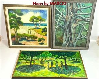 Lot 530 3pcs Modernist Outdoor Paintings. Park at Noon by MARQU