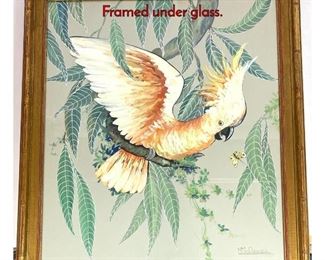 Lot 534 M DOWNES Pastel Painting of Bird. Framed under glass.
