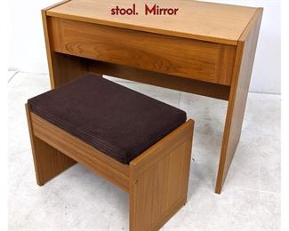 Lot 537 Danish Modern Teak lift top Vanity with stool. Mirror