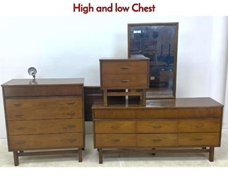 Lot 538 Bassett American Modern Bedroom Set. High and low Chest