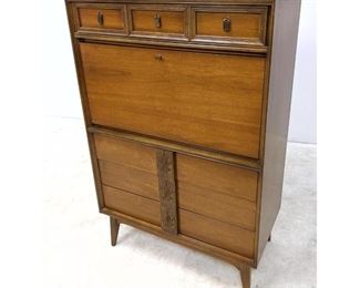 Lot 541 Bassett Mayan Walnut Drop Desk Dresser.