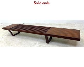 Lot 550 Long American Modern Slat Bench with Solid ends.