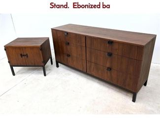 Lot 554 Milo Baughman Low dresser and Night Stand. Ebonized ba