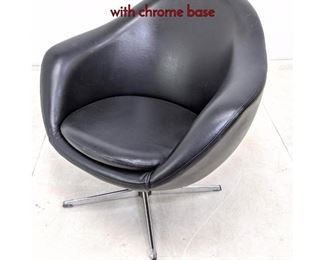 Lot 555 Overman Egg Lounge Chair. Black Vinyl with chrome base