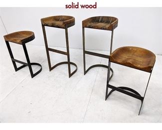 Lot 559 Set 4 industrial stools with Iron bases and solid wood