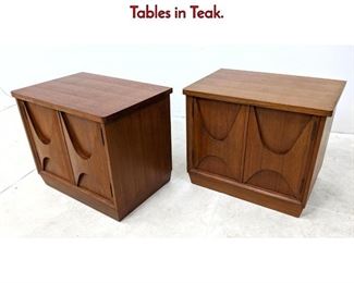 Lot 566 Custom Brasilia Style Night Stands Side Tables in Teak.