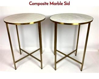 Lot 567 Pair Contemporary Brass finish and Composite Marble Sid