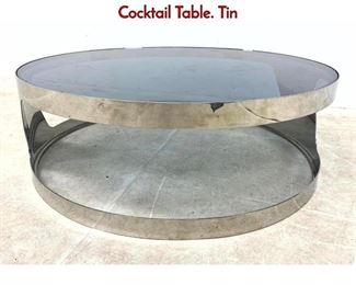 Lot 575 70s Modern Chrome and Glass Coffee Cocktail Table. Tin
