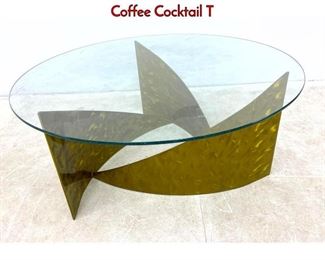 Lot 577 80s Modern Decorator Glass and Brass Coffee Cocktail T