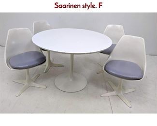 Lot 581 5pc BURKE Tulip Dining Table Chairs Saarinen style. F