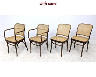 Lot 582 Set 4 Thonet Style Dining Chairs. Bent Wood with cane