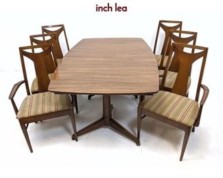 Lot 584 7pc Brasilia Style Dining Table Chairs. One 12 inch lea
