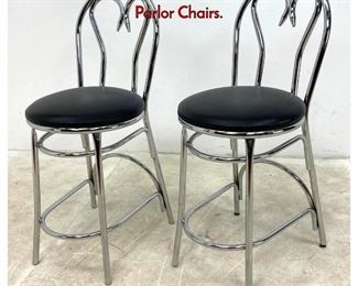 Lot 588 Pair Contemporary Chrome Ice cream Parlor Chairs.