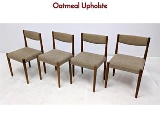 Lot 593 4pc Danish Modern Teak Dining Chairs w Oatmeal Upholste