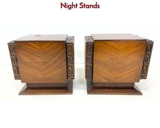 Lot 601 Pair American Modern Walnut Side Tables. Night Stands